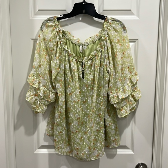 Cato boHo top pastel green size large - Picture 1 of 15
